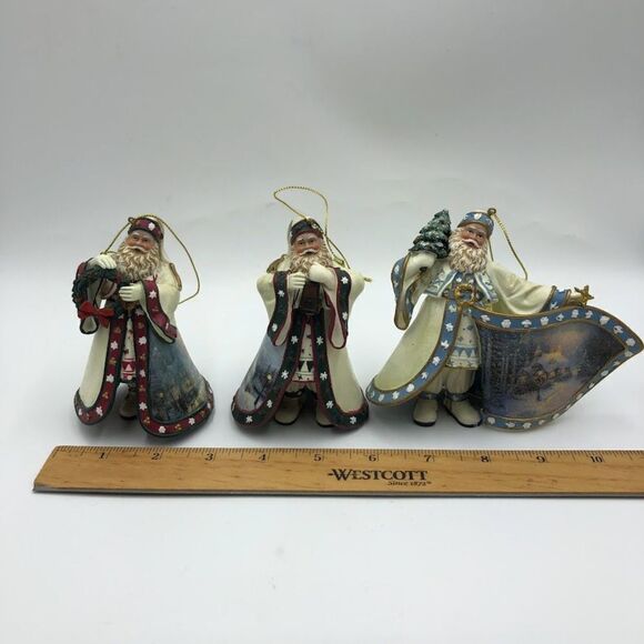 Vintage Ashton Drake 3 Set Santa Christmas Tree Ornaments Thomas Kinkade - Picture 10 of 12